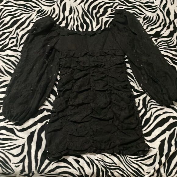 ASTR the label ruched black lace long sleeve mini corset dress medium NWT - Picture 16 of 17